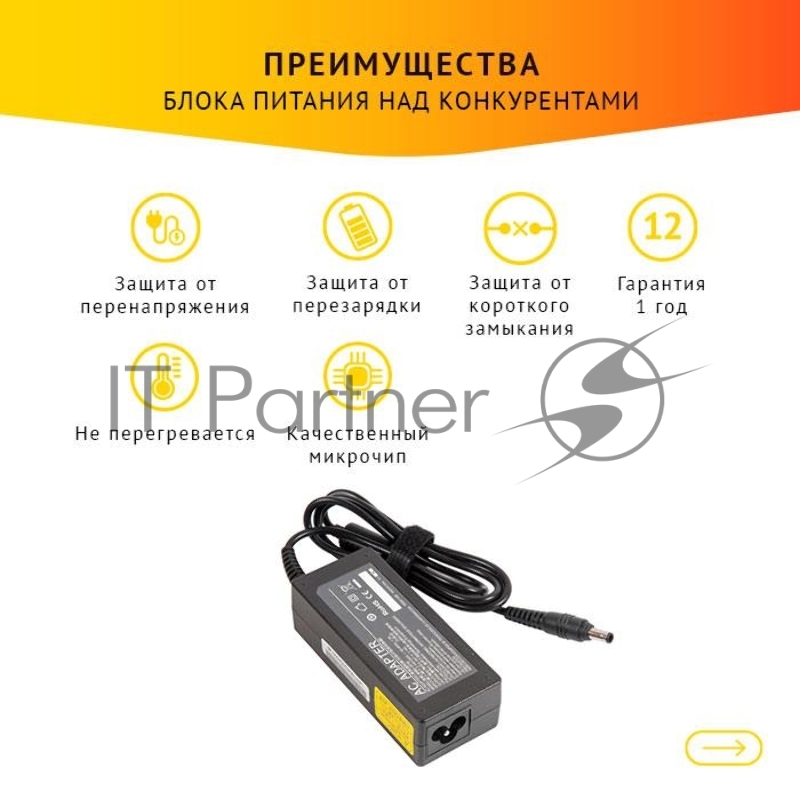 Блок питания для Samsung 19V, 3.16A, 60W, 5.5х3.0 без кабеля OEM