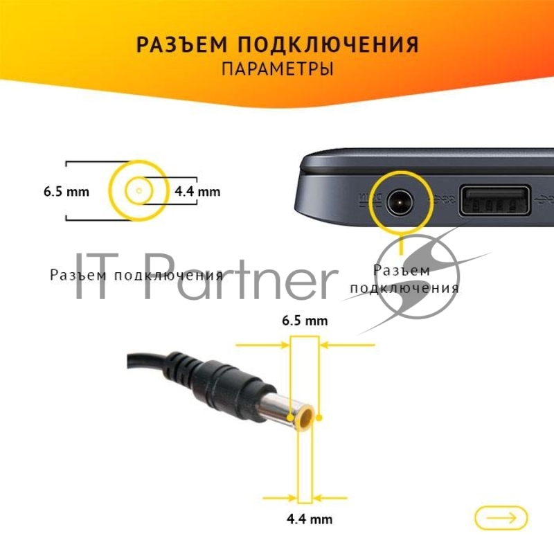 Блок питания для Sony 19.5V 4.7A, 90W с иглой, 6.5х4.4 без кабеля