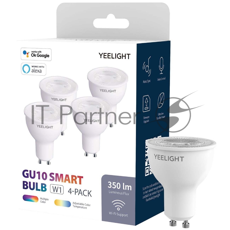 Умная светодиодная лампочка Yeelight GU10 Smart bulb(Multicolor) - упаковка 4 шт.