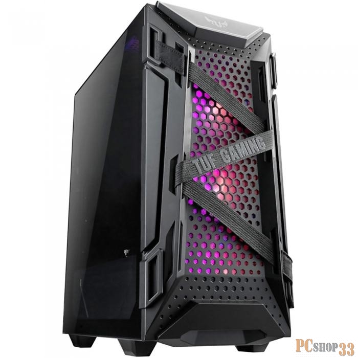 Корпус ASUS TUF GAMING GT301 mid-tower compact case with tempered glass side panel, honeycomb front panel, 120mm AURA Addressable RGB fan, headphone hanger and 360mm radiator support.7.2 Kg