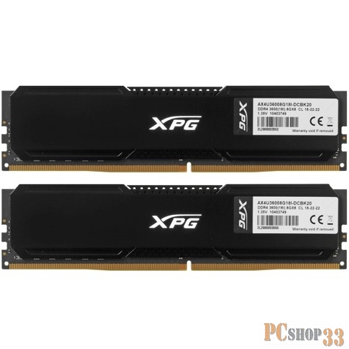 Модуль памяти ADATA XPG GAMMIX D20 DDR4 3600MHz 16GB (2x8GB) PC4-28800 SDRAM 288-Pins CL18-22-22 Kit Black (AX4U36008G18I-DCBK20)