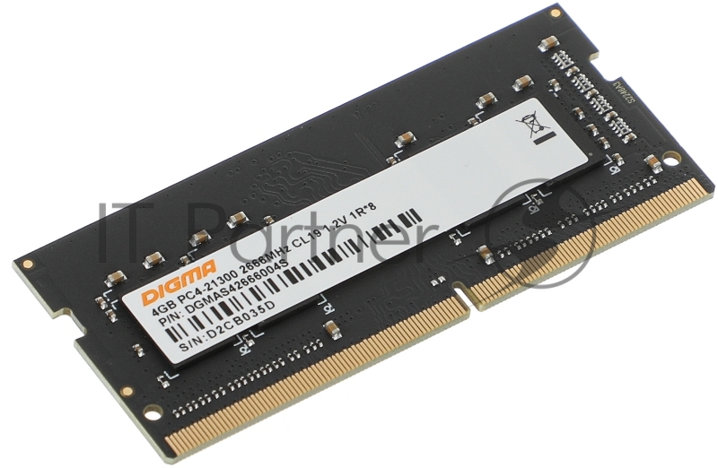 Память DDR4 4Gb 2666MHz Digma DGMAS42666004S RTL PC4-21300 CL19 SO-DIMM 260-pin 1.2В single rank
