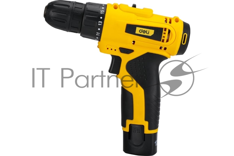 Дрель-шуруповерт аккумуляторная Deli DL-DZ12-E1A1 (1АКБ+ЗУ, 12В, 1,5А*ч, 22Нм, картон)