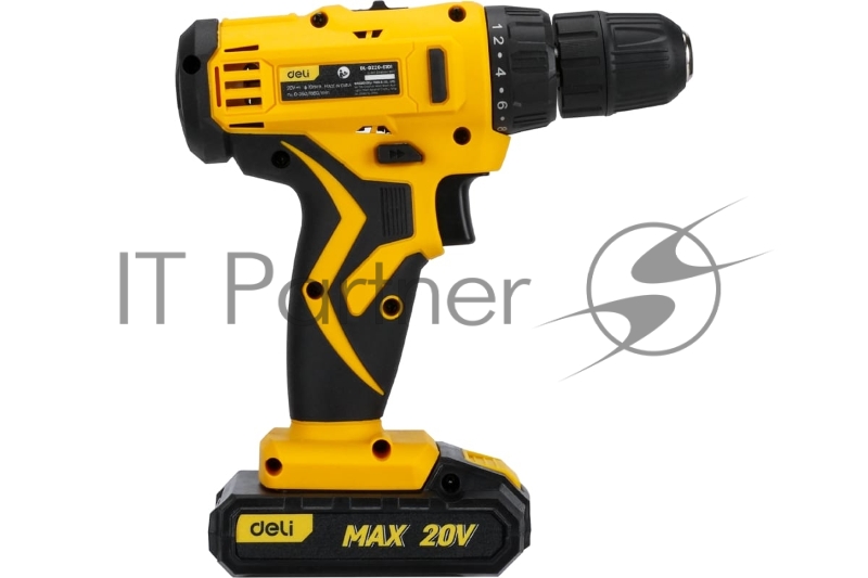 Дрель-шуруповерт аккумуляторная Deli DL-DZ20-E1D1 (1АКБ+ЗУ, 20В, 1,5А*ч, 29Нм, картон)