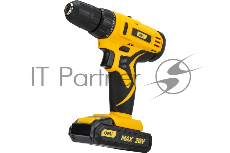 Дрель-шуруповерт аккумуляторная Deli DL-DZ20-E1D1 (1АКБ+ЗУ, 20В, 1,5А*ч, 29Нм, картон)