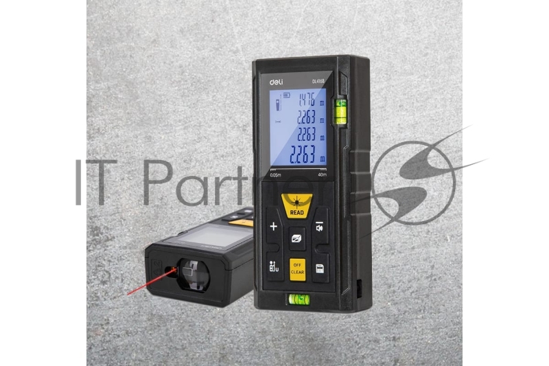 Лазерный дальномер Deli DL4168 (Диапазон измерения 0,05~40м, точность измерения: ±3мм)