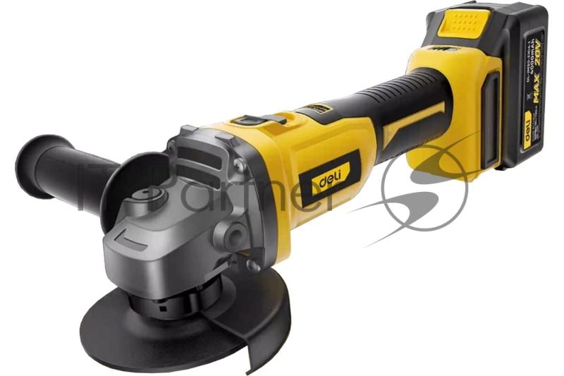 Угловая шлифмашина аккумуляторная Deli DL-JM20-E1D4 (1АКБ+ЗУ, 20В, 4А*ч, 100мм, 3500/6000/8500об/мин, картон)