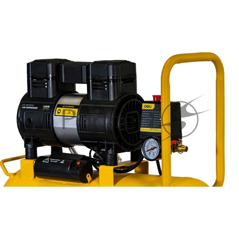 Компрессор воздушный безмаслянный Deli DL-WKY25-E1 (мощность 1,2кВт, 25литров, 80л/мин, 7атм, 2800об/мин)