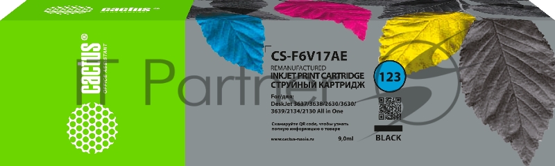 Картридж струйный Cactus CS-F6V17AE №123 черный (3.5мл) для HP HP DeskJet 2130