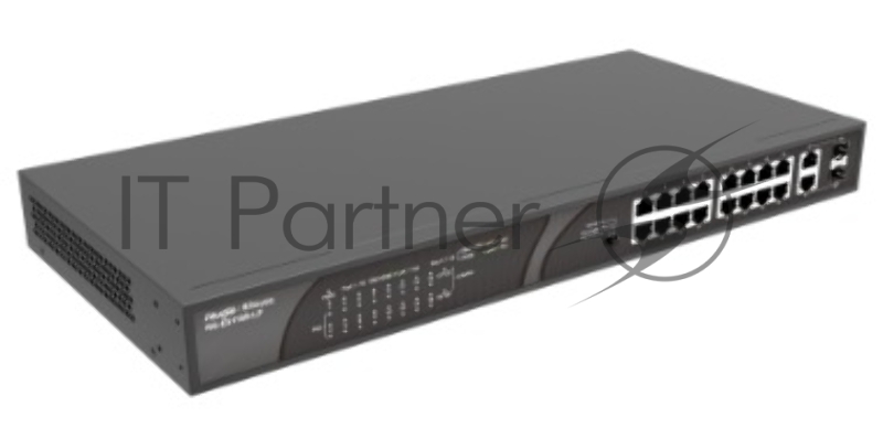 Коммутатор Ruijie Reyee RG-ES118S-LP неуправляемый 16 портов 10/100 Мб/с POE + 2 порта 1Гб/с комбо, POE бюджет 120 Вт