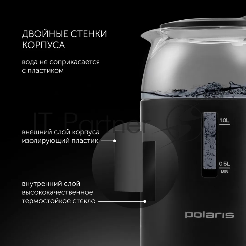 Чайник Polaris PWK-1545-СGL черный