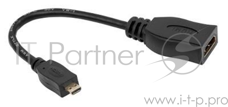Кабель micro-HDMI<->HDMI(F) Defender HDMI 08 Adapter 87301, черный (0.14м)