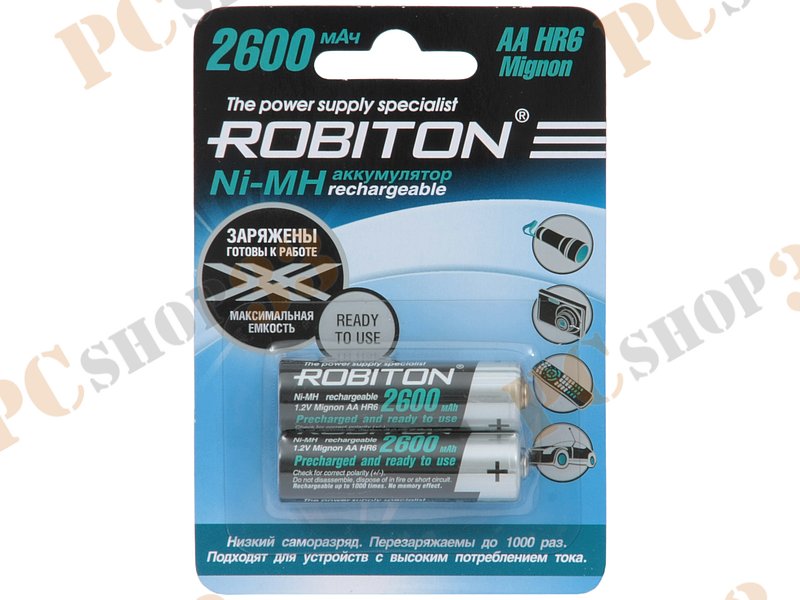 Аккумулятор Robiton RTU2600MHAA-2 152-814, 1.2В 2600мАч Ni-MH AA (2шт./уп.)