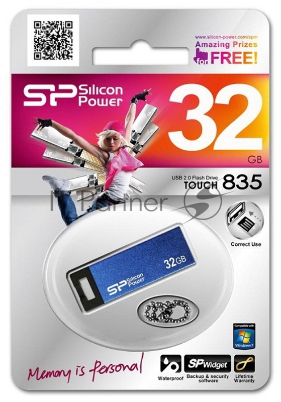 Флеш Диск Silicon Power 32Gb Touch 835 SP032GBUF2835V1B USB2.0 синий