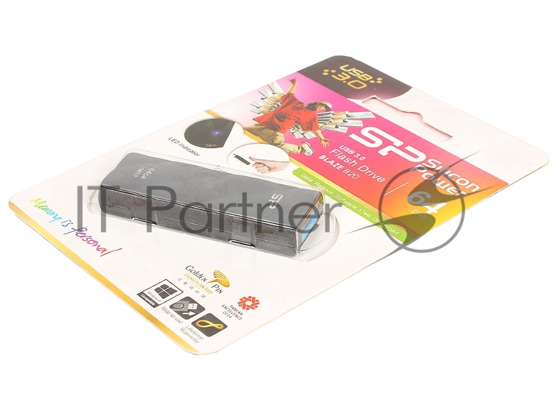 Флеш Диск Silicon Power 64Gb Blaze B20 SP064GBUF3B20V1K USB3.0 черный