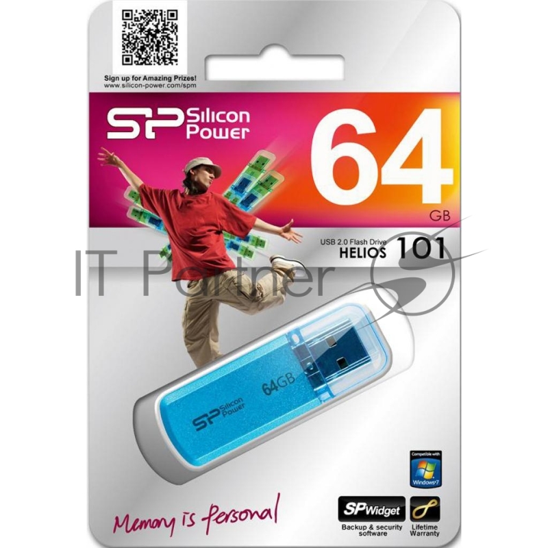 Флеш Диск Silicon Power 64Gb Helios 101 SP064GBUF2101V1B USB2.0 синий