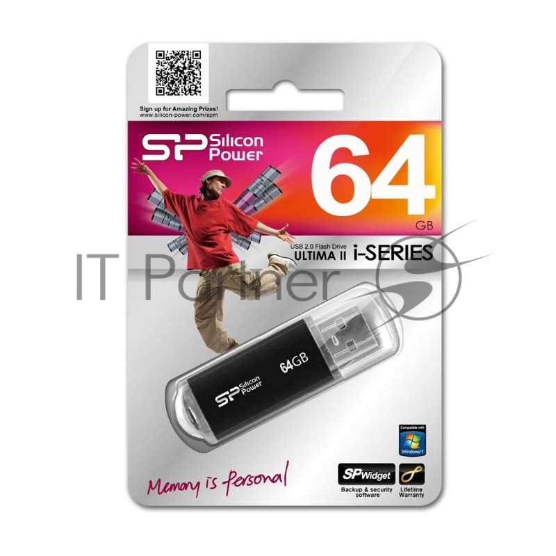 Флеш Диск Silicon Power USB Drive 64Gb Ultima II SP064GBUF2M01V1K {USB2.0, Black}