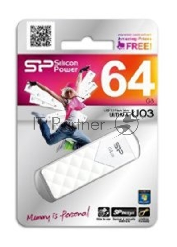 Флэш Диск Silicon Power USB Drive 64Gb Ultima U03 SP064GBUF2U03V1W {USB2.0, White}