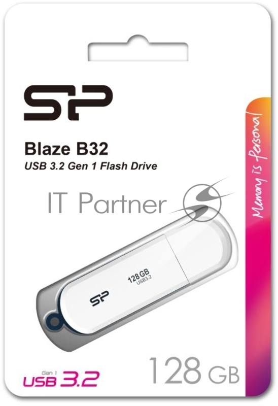 Флеш накопитель 128Gb Silicon Power Blaze B32, USB 3.2, Белый