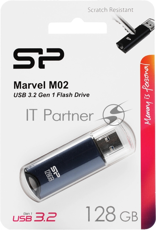 Накопитель USB Flash 128Gb Silicon Power Marvel M02, USB 3.2, Black