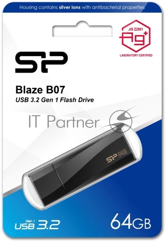 Накопитель USB SILICON POWER 64GB Blaze B07 Type-A USB 3.2 Gen 1, Black