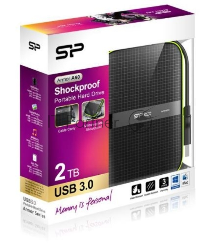 Внешний жесткий диск Silicon Power USB 3.0 2Tb A60 SP020TBPHDA60S3K Armor 2.5 черный