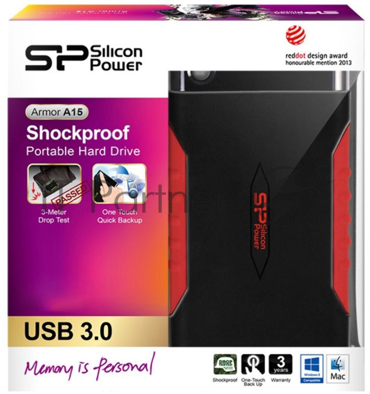 Внешний жесткий диск Silicon Power USB 3.0 1Tb SP010TBPHDA15S3L Armor 2.5 черный