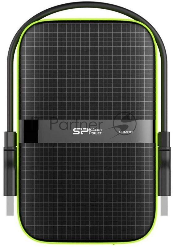Внешний жесткий диск Silicon Power USB 3.0 4Tb SP040TBPHDA60S3K A60 Armor 2.5 черный/зеленый