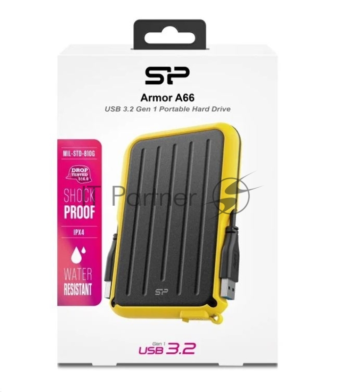 Внешний жесткий диск 4TB Silicon Power Armor A66, 2.5, USB 3.2, Желтый