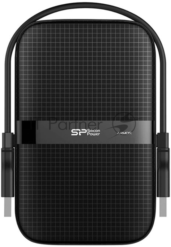 Внешний жесткий диск SILICON POWER Armor A60 2TB External HDD, 2.5, USB 3.2 Gen. 1, IPX4, Black/Black