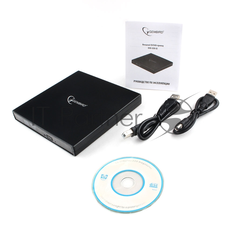 Внешний DVD-привод с интерфейсом USB Gembird DVD-USB-02 пластик, черный