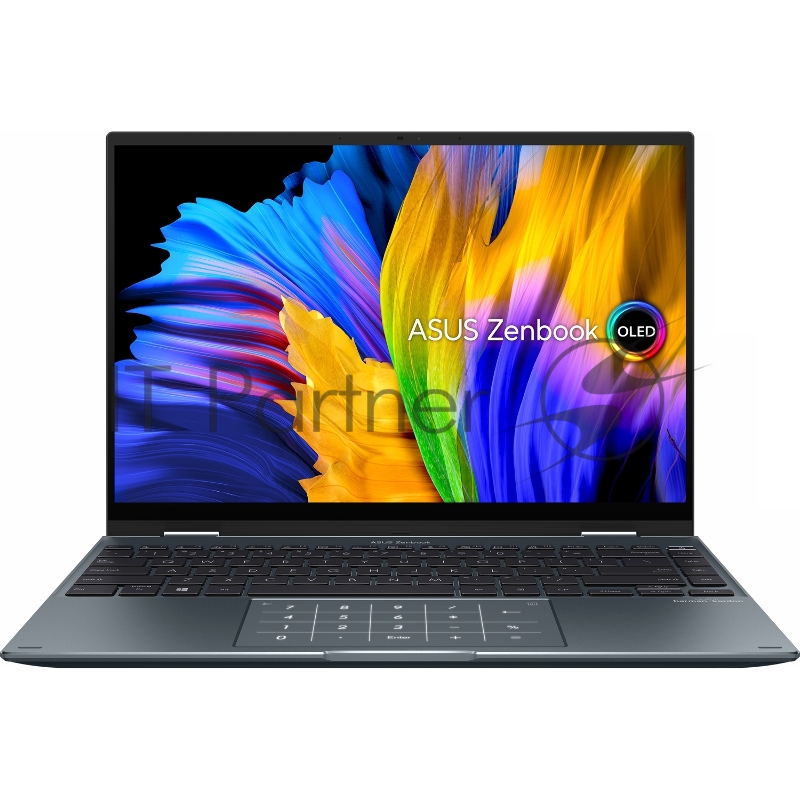 Ноутбук ASUS UP5401EA-KN015T Touch +Stylus +bag 14(2880x1800 OLED)/Touch/Intel Core i7 1165G7(2.8Ghz)/16384Mb/512PCIS Iris Xe Graphics/Cam/BT/WiFi/war 1y/1.4kg/Pine Grey/W10 + Support NumberPad