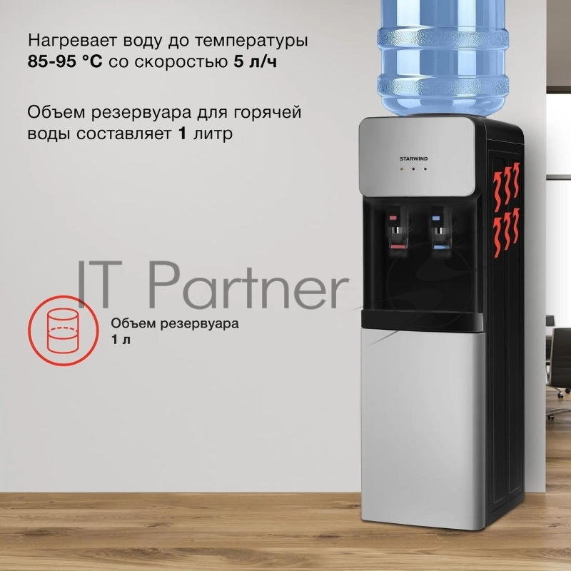 Кулер Starwind SW-1011EB напольный электронный черный/серебристый