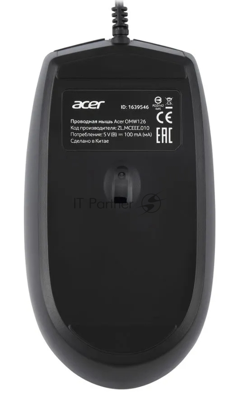 Мышь Acer OMW126 черный оптическая (1000dpi) USB (3but)