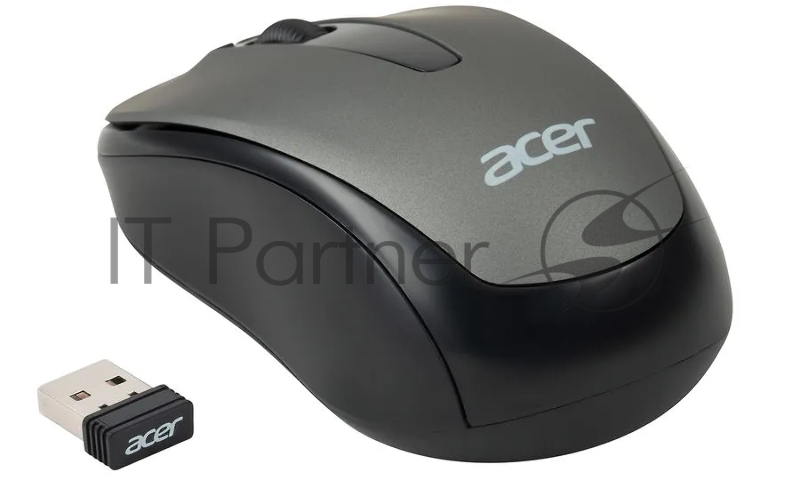 Мышь Acer OMR134 серый оптическая (1000dpi) беспроводная USB для ноутбука (3but)