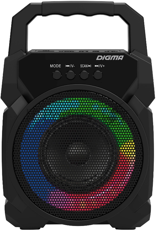 Колонка порт. Digma D-PS1500 черный 10W 1.0 BT 10м 500mAh (SP1500B)