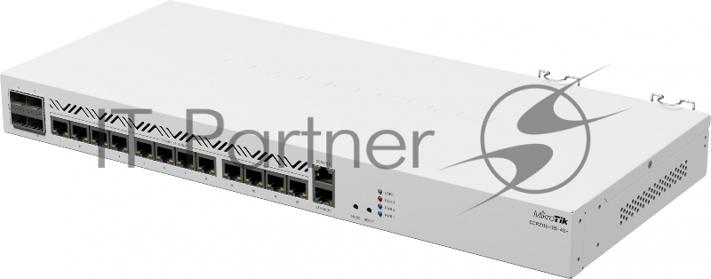 Маршрутизатор Mikrotik CCR2116-12G-4S+ Cloud Core Router 2116-12G-4S+ with Amazon Annapurna Labs Alpine v3 AL73400 CPU (16-cores, 2GHz per core), 16GB RAM, 4xSFP+ cage, 13xGbit LAN, M.2 PCIe slot, RouterOS L6, 1U rackmount case, Dual PSU