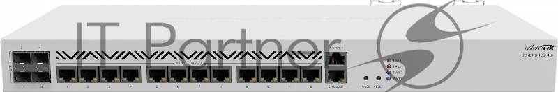 Маршрутизатор Mikrotik CCR2116-12G-4S+ Cloud Core Router 2116-12G-4S+ with Amazon Annapurna Labs Alpine v3 AL73400 CPU (16-cores, 2GHz per core), 16GB RAM, 4xSFP+ cage, 13xGbit LAN, M.2 PCIe slot, RouterOS L6, 1U rackmount case, Dual PSU