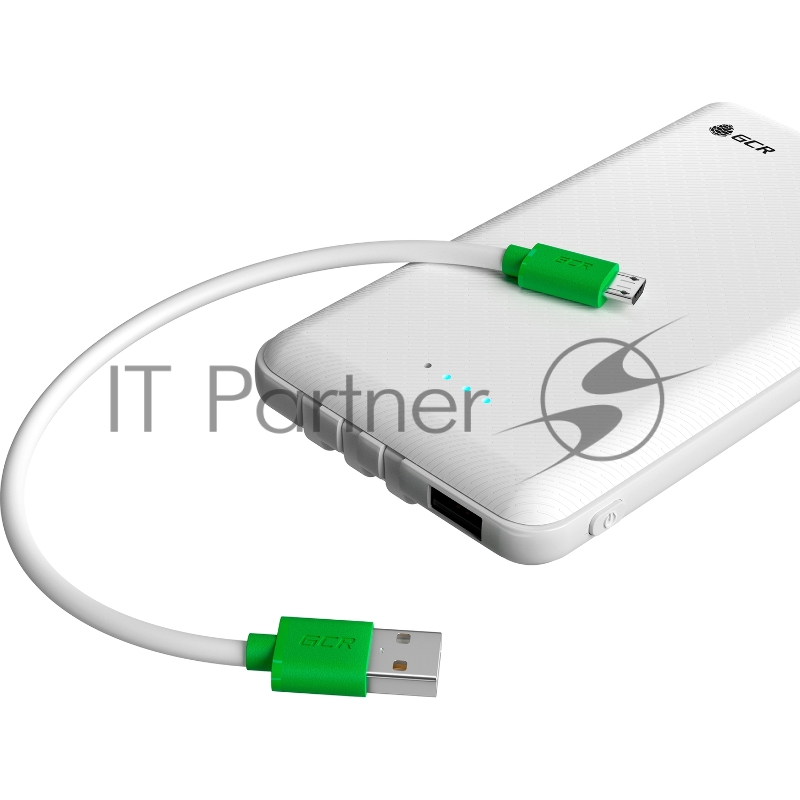 Кабель GCR QC 0.15m MicroUSB, быстрая зарядка, белый TPE, зеленые коннекторы, 28/22 AWG, GCR-53285
