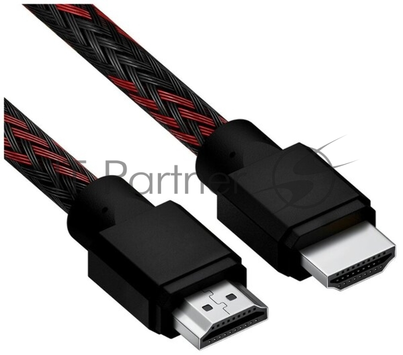 Кабель 2.0m HDMI 2.0, BICOLOR черно-красный нейлон, Ultra HD, 4K 60 fps 60Hz/5K*30Hz, 3D, AUDIO, 18.0 Гбит/с, 28AWG