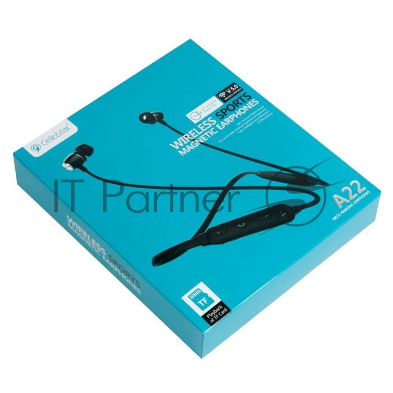 Наушники Celebrat A22 с шейной дугой, BT, черный