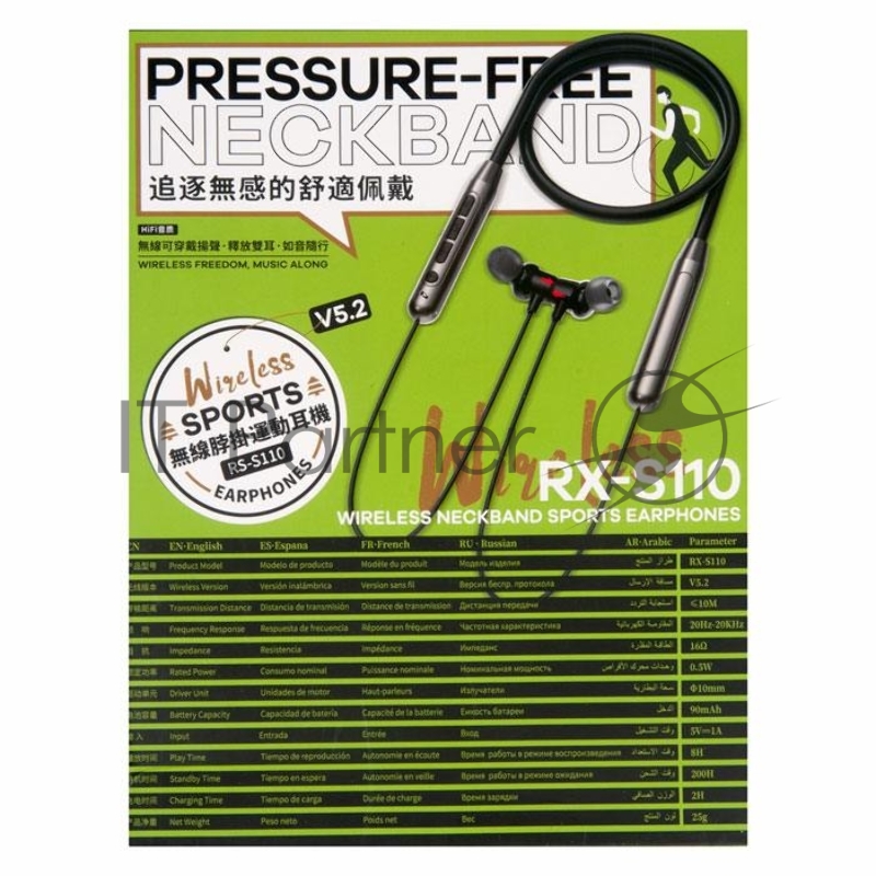 Наушники REMAX RX-S110 беспроводные с шейной дугой, BT 5.2, черный