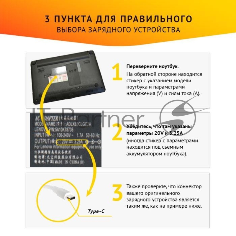 Блок питания для ноутбука Xiaomi 65W USB-C (Type-C) белый OEM