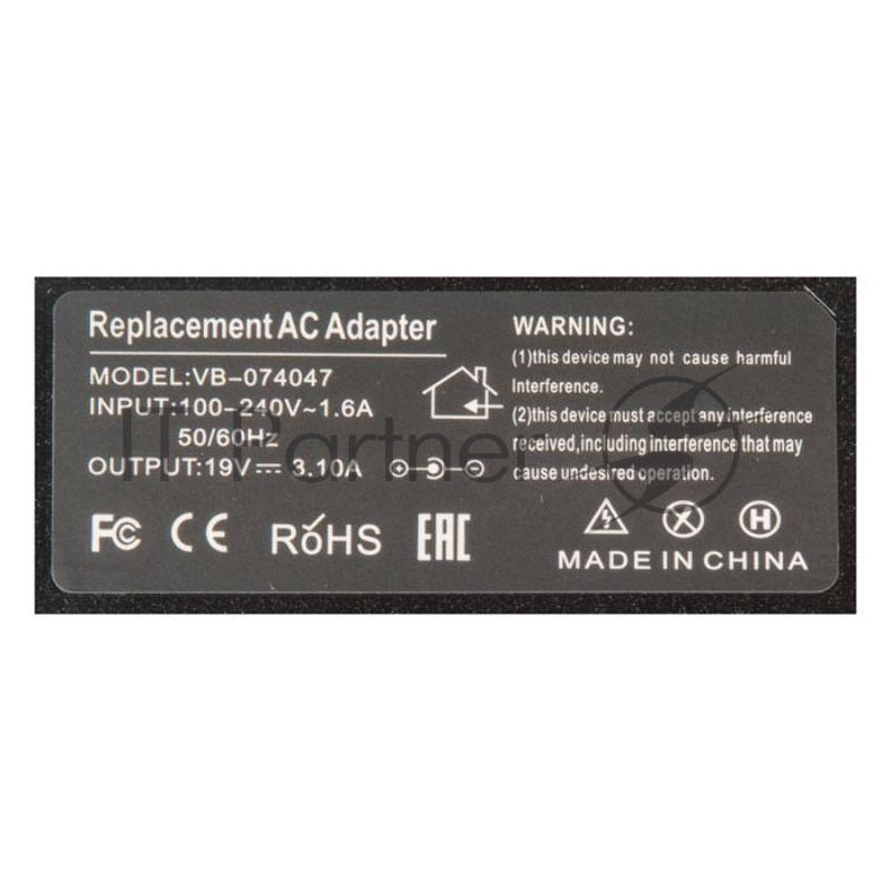 Блок питания для монитора и телевизора LCD 19V 3.10A 59W, 6.5x4.4мм