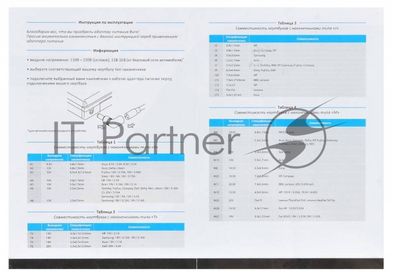 Блок питания Buro BUM-1129М120 ручной 120W 12V-20V 11-connectors 1xUSB 1A от бытовой электросети