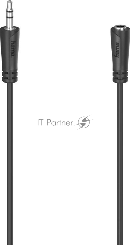 Кабель-удлинитель аудио Hama Jack 3.5 (m)/Jack 3.5 (f) 5м. Позолоченные контакты черный (уп.:1шт) (00205121)