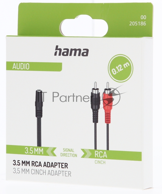 Адаптер Hama H-205186 00205186 Jack 6.3 (f) 2xRCA (m) 0.1м черный
