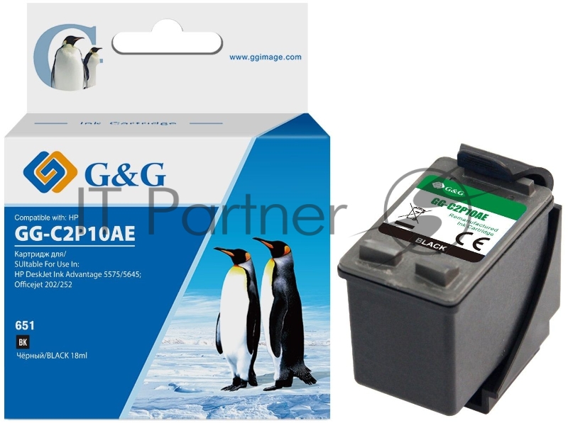 Картридж струйный G&G GG-C2P10AE 651 черный (12мл) для HP DeskJet 5575/5645