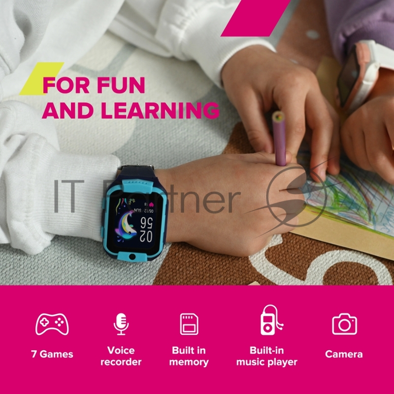 Смарт-часы Kids smartwatch Canyon Cindy KW-41, 1.69IPS colorful screen 240*280, ASR3603C, Nano SIM card, 192+128MB, GSM(B3/B8), LTE(B1.2.3.5.7.8.20) 680mAh battery, built in TF card: 512MB, compatibility with iOS and android, Yellow, host: 53.3*42.3*