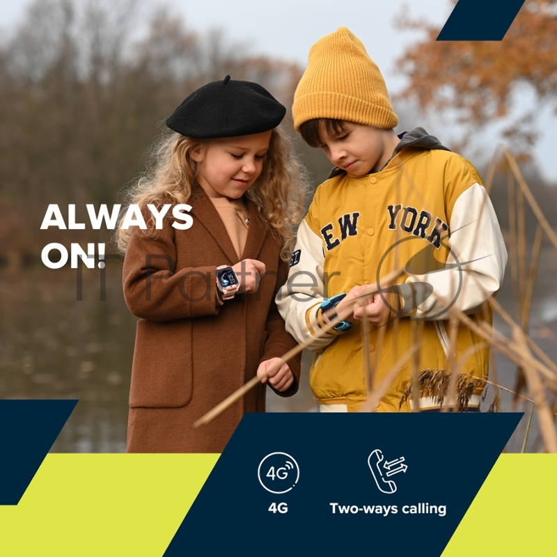 Смарт-часы Kids smartwatch Canyon Cindy KW-41, 1.69IPS colorful screen 240*280, ASR3603C, Nano SIM card, 192+128MB, GSM(B3/B8), LTE(B1.2.3.5.7.8.20) 680mAh battery, built in TF card: 512MB, compatibility with iOS and android, Yellow, host: 53.3*42.3*